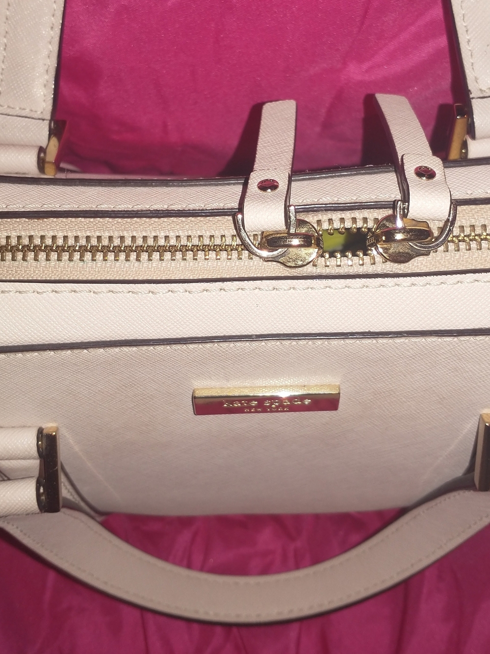 Kate Spade Cream Newbury Lane Medium Loden Saffiano Leather Satchel - Picture 8 of 11